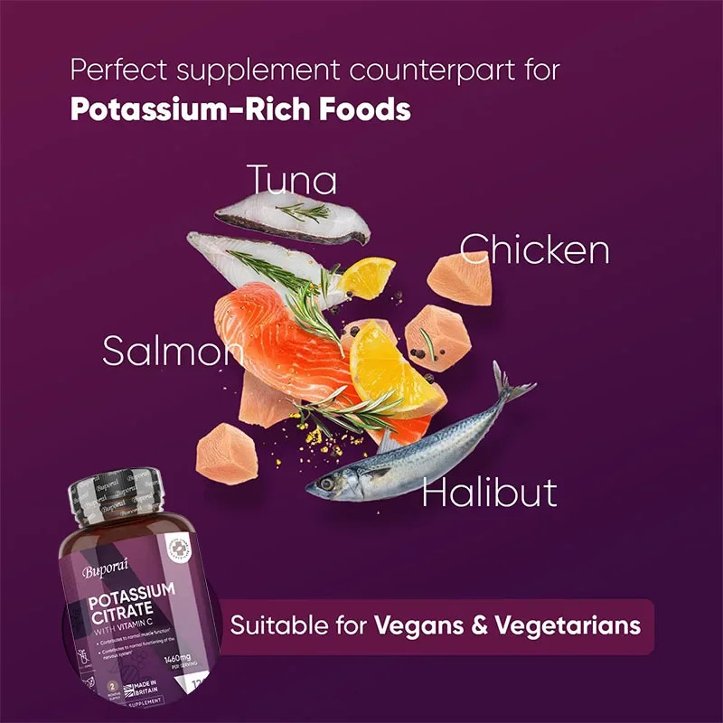 Potassium Citrate 120pcs, Promote Electrolyte Balance,Support Muscle Health