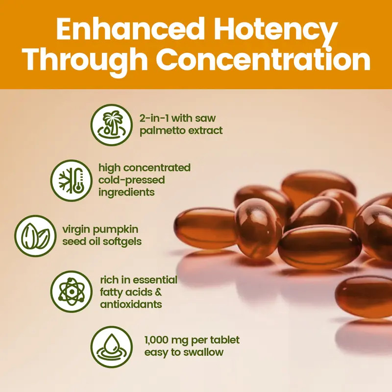 Pumpkin Seed Oil Saw Palmetto 1000mg Softgels 300 Caps