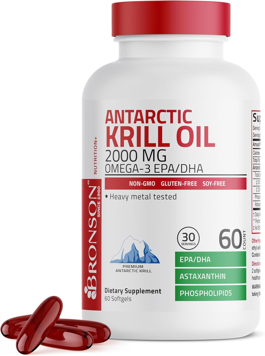 Bronson Antarctic Krill Oil 2000Mg with Omega-3S EPA, DHA, Astaxanthin and Phosp