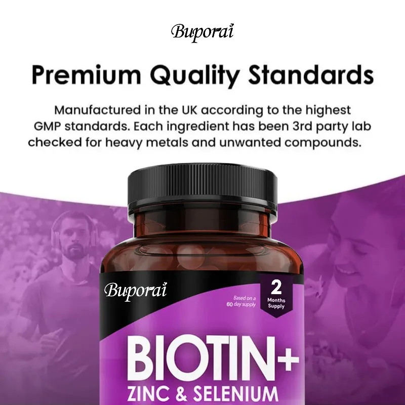 Biotin + Zinc + Selenium 120pcs, Promote Cell and Bone Health, Provide Energy