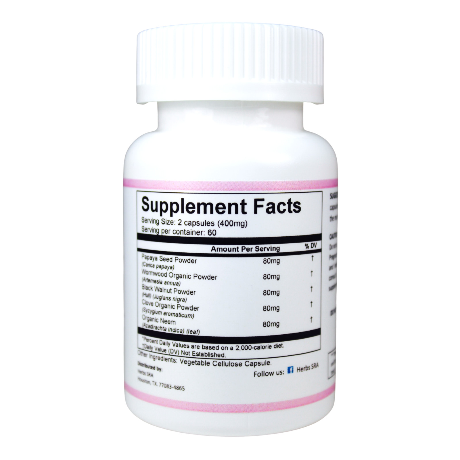 INTESTINAL CLEANSER, 120 Caps, Parasite Detox, Intestinal Cleaner, Candida Free.