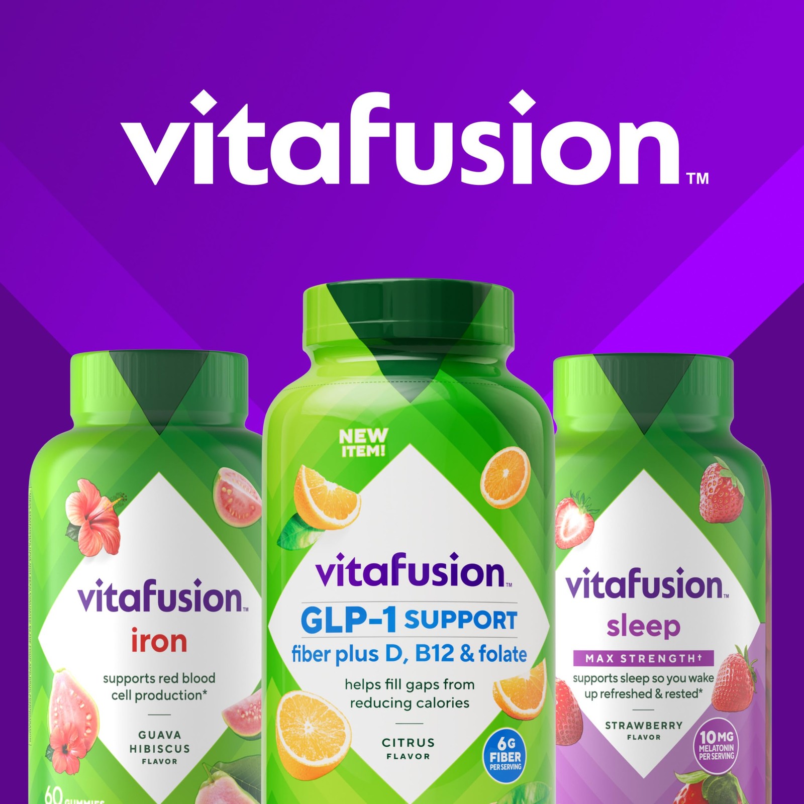 Vitafusion GLP-1 Support Fiber Plus Vitamins D, B12 and 90 Count (Pack of 1)