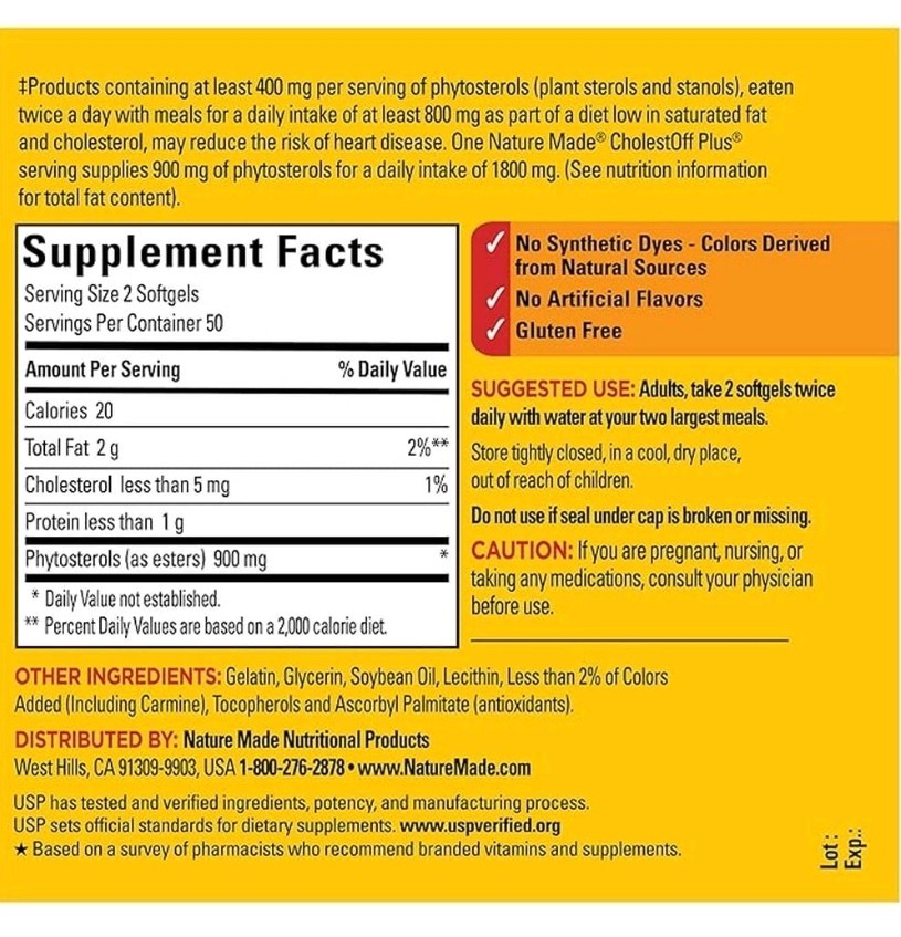 Nature Made Cholestoff Plus Softgels 100 Count Lower Dieraty Colesterol