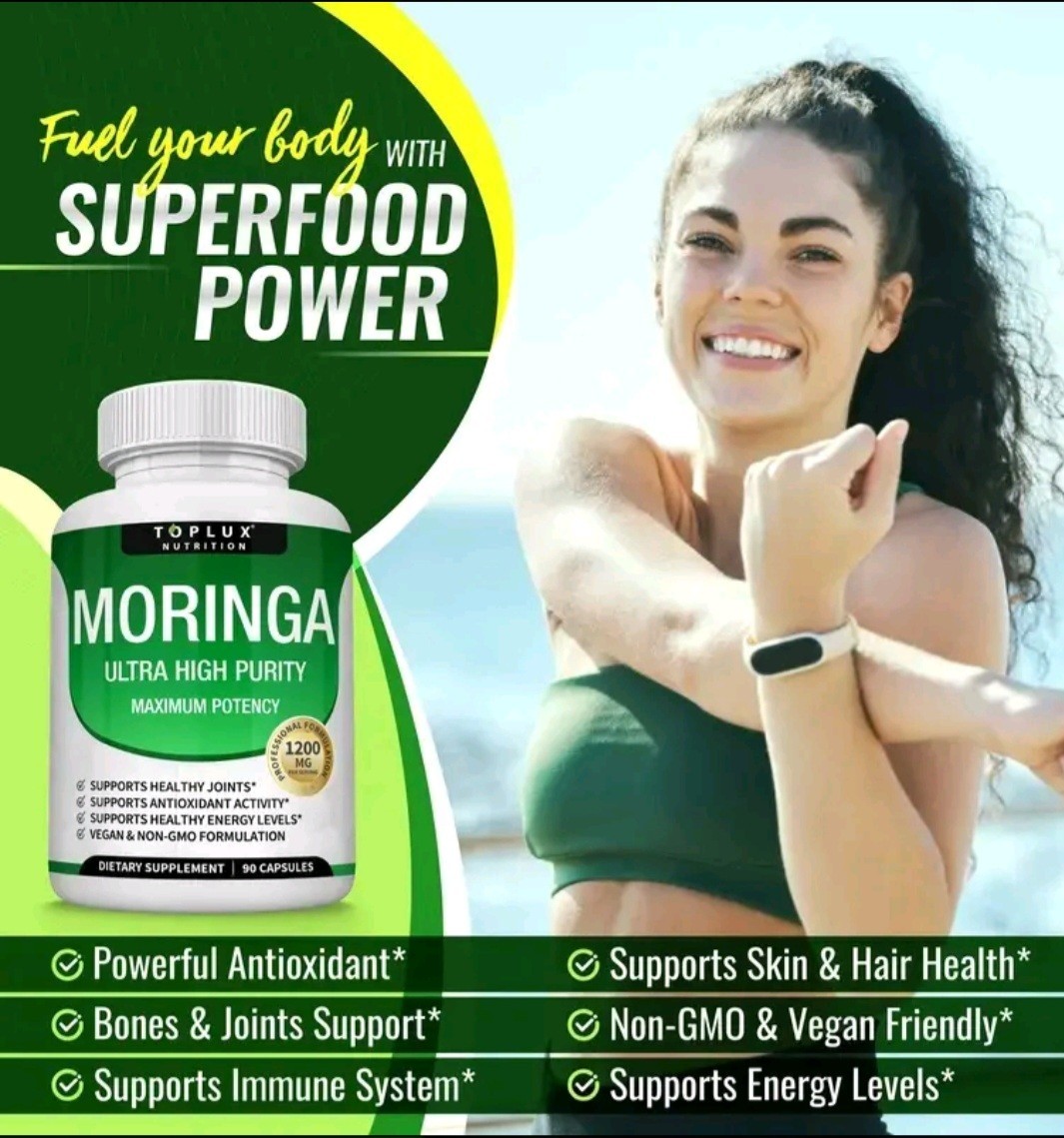 Toplux Nutrition Moringa 1200mg 90 Capsules Vegan Non-GMO Gluten-Free