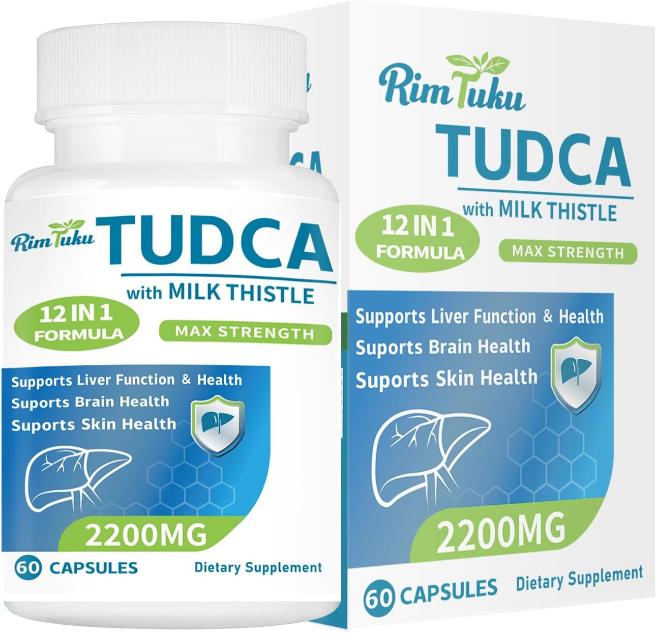 2200MG TUDCA Supplement with Milk Thistle 12-In-1 Formula Liver Support, Bile Sa