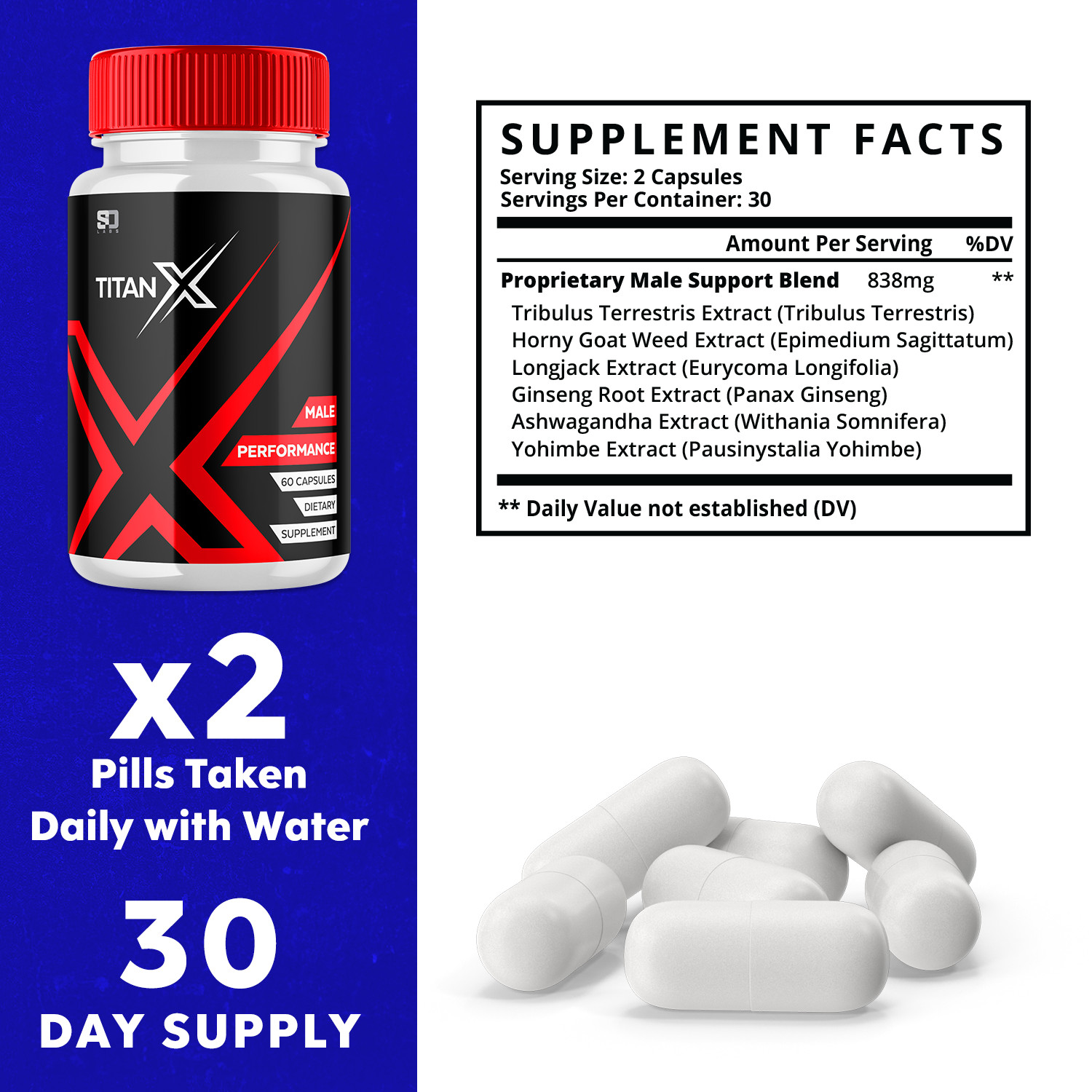 Titan X – Male Pills to Boost Performance and Endurance 60 Capsules