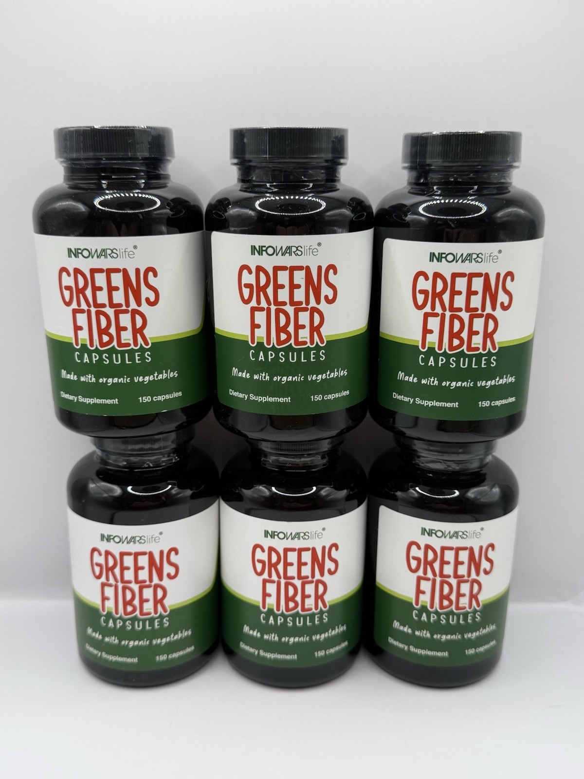 6x InfoWars Life Greens Fiber 150 Capsules Each Made w Organic Vegetables 2023