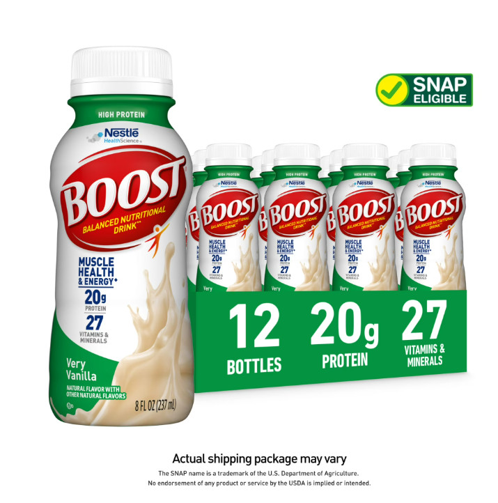 BOOST High Protein Nutritional Drink Vanilla 20g Protein 12×8 fl oz