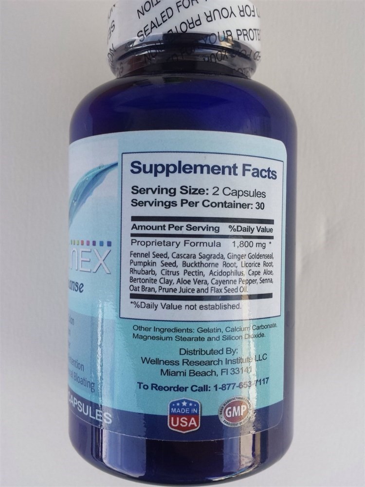 Triminex Colon Cleanse 60 Capsules Fennel Seed Buckthorn Root Water Retention