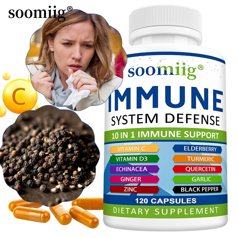 Immune System Defense Support Supplements Vitamin C D3 Quercetin Turmeric US
