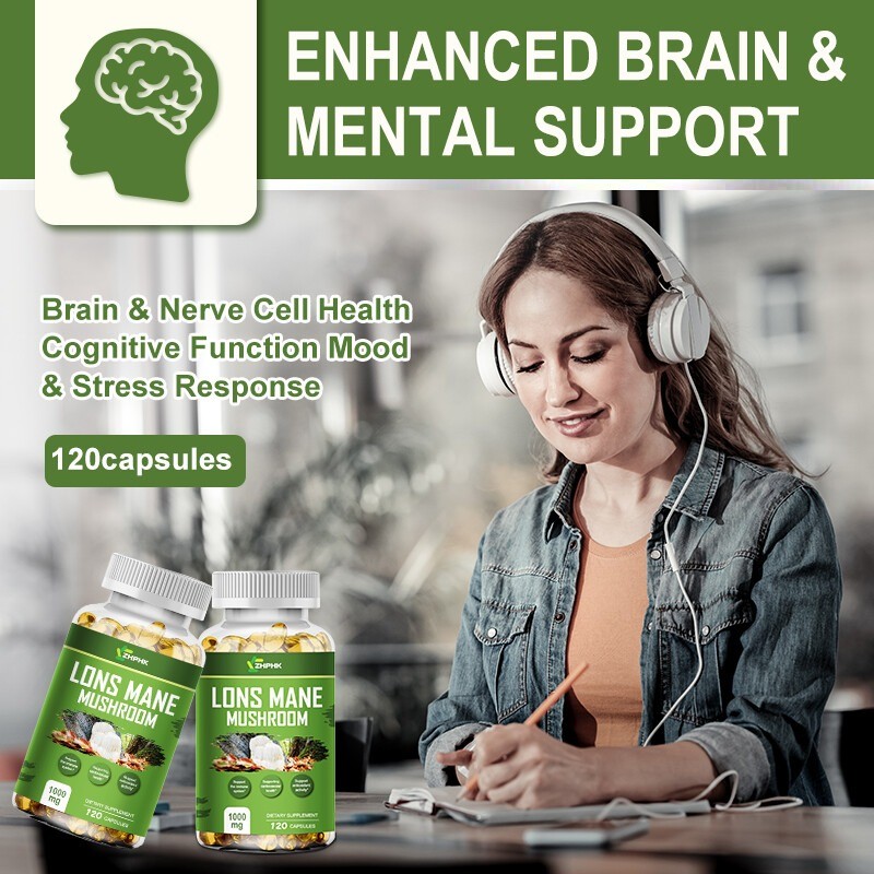 Organic Lion Mane Mushroom Capsules Help with Neurology Cognition and Memory