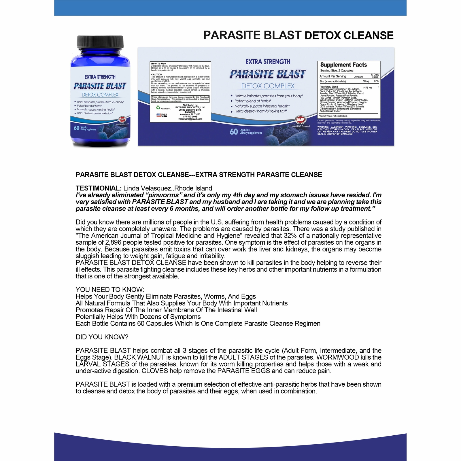 Parasite Cleanse Detox 60 Caps Body Boost Health Ultra Blast Quick