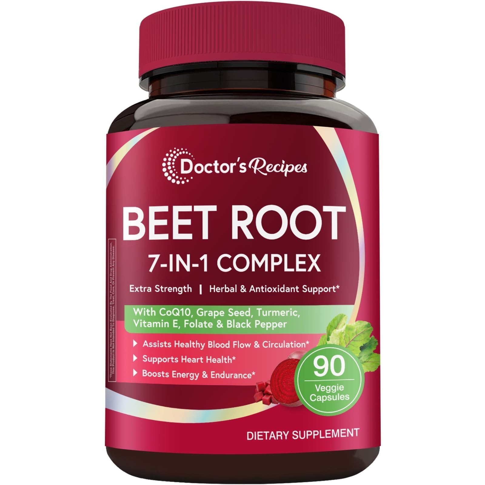 Beet Root Capsules, Beet Root Extract with Grape Seed, CoQ10, Turmeric, Black…