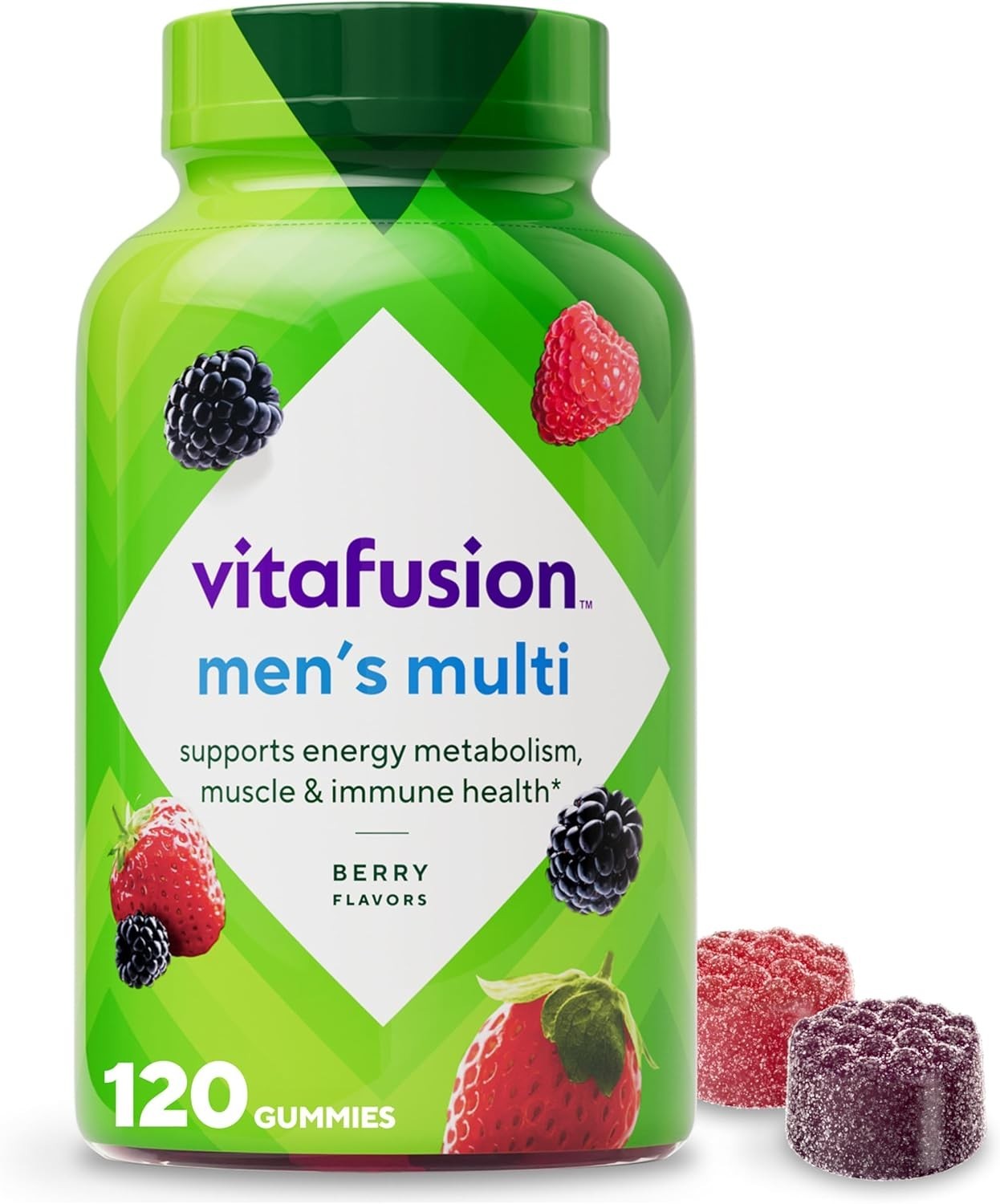 Adult Gummy Vitamin Supplement for Men, Berry Flavored, A, C, D, E, B6, B12
