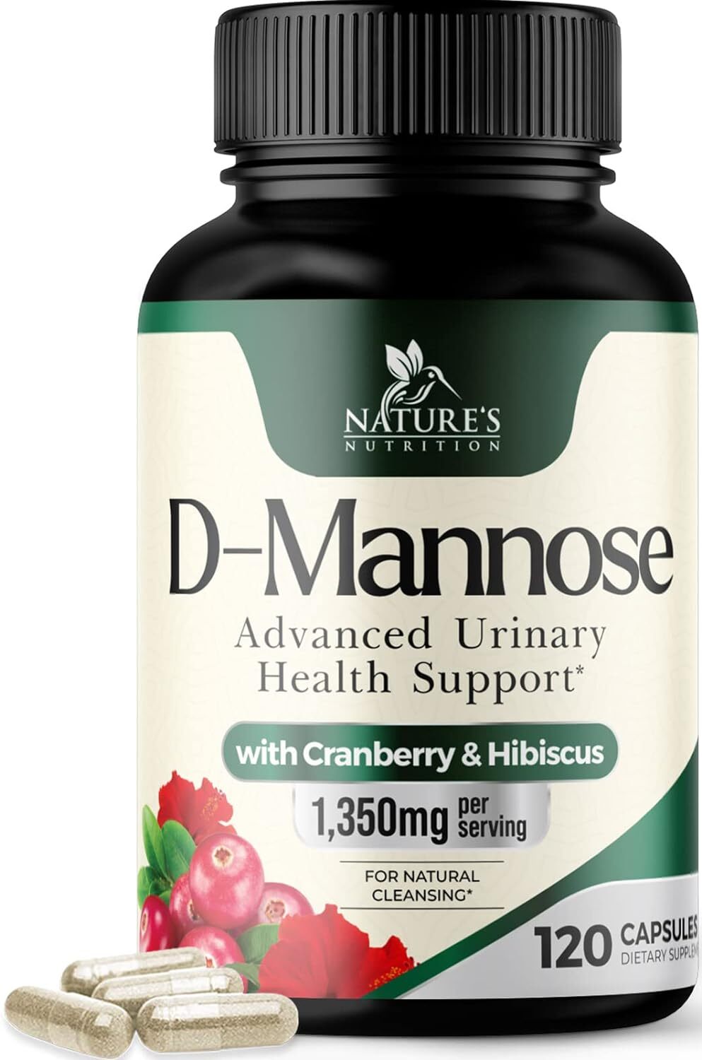 D-Mannose 1350mg with Cranberry Extra Strength Natural Urinary Health Support