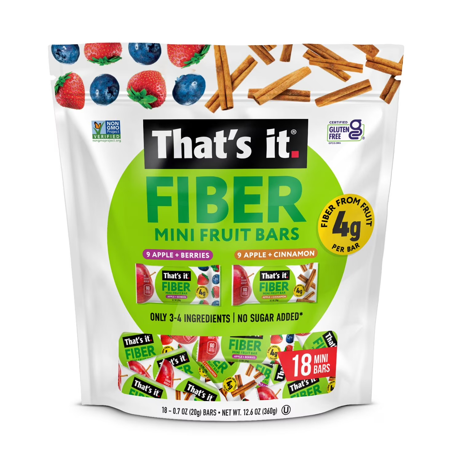 That’s it. Fiber Mini Fruit Bars, 0.7 oz., 18 pk. FREE SHIPPING!!!