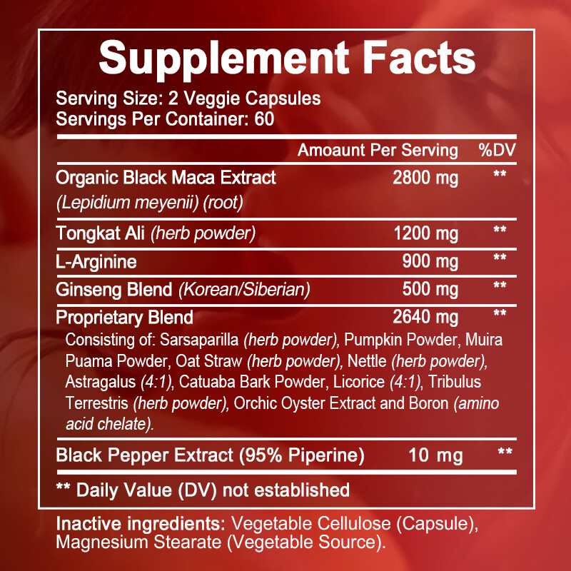 Maca Root 2800mg – 120 Capsules – High Strength Black Maca Extract Capsules