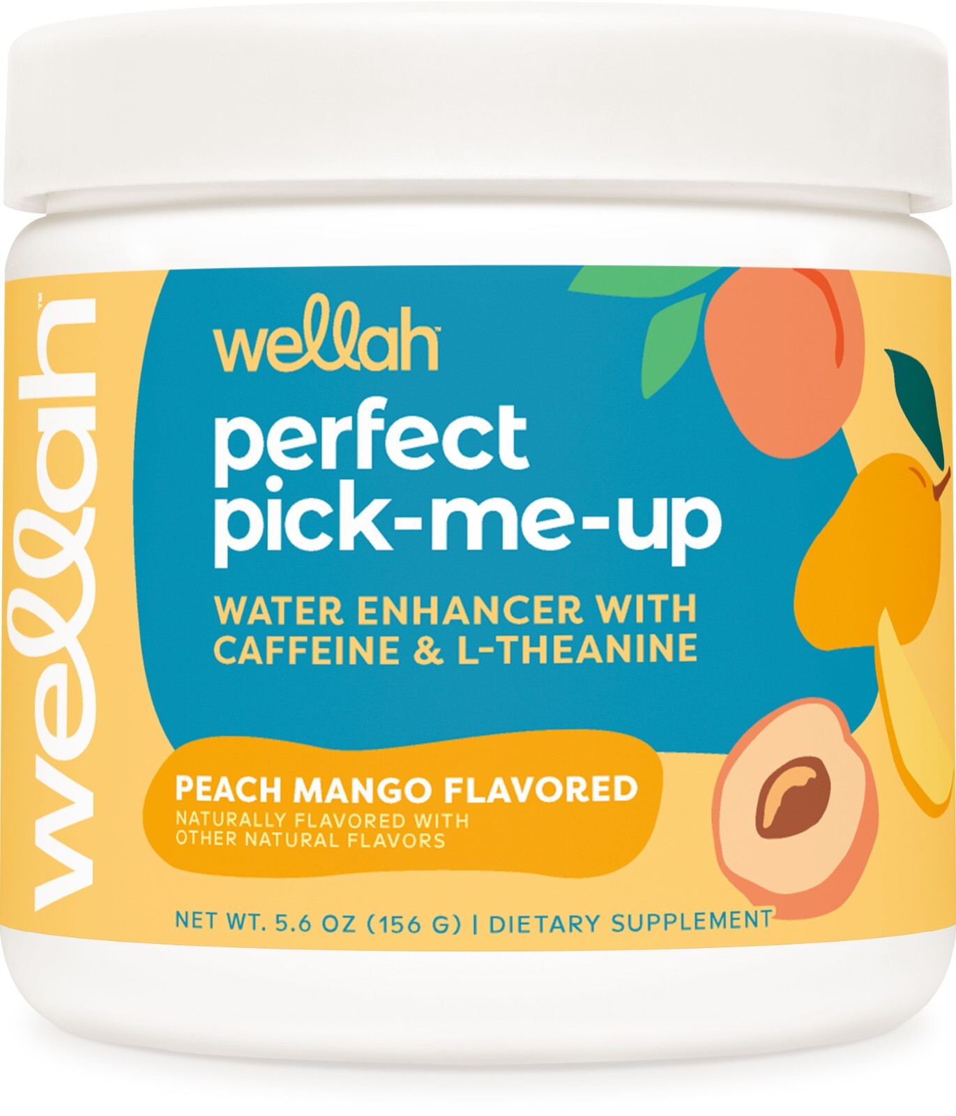 Wellah Perfect Pick-Me-Up (Peach Mango) 30 Servings – Energy Boost Drink Mix