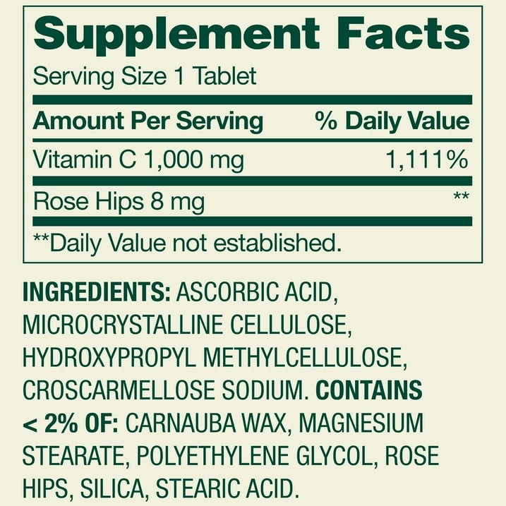 Spring Valley Vitamin C with Rose Hips 1000 mg Tablets 250 Count