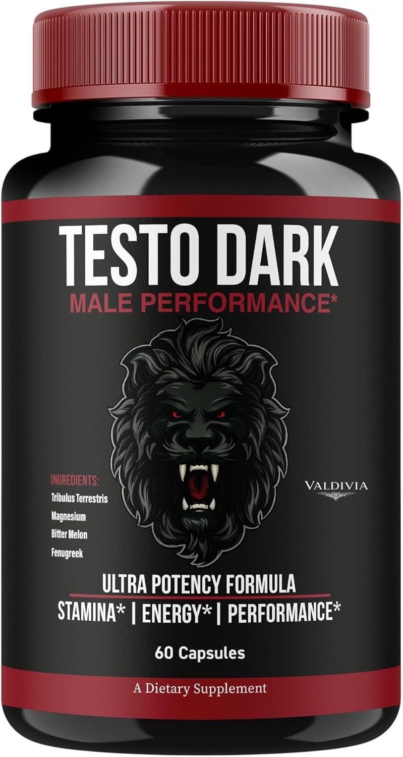 TestoDark Men Daily Wellness Energy Strength Support Capsules 1 Pack 60Ct
