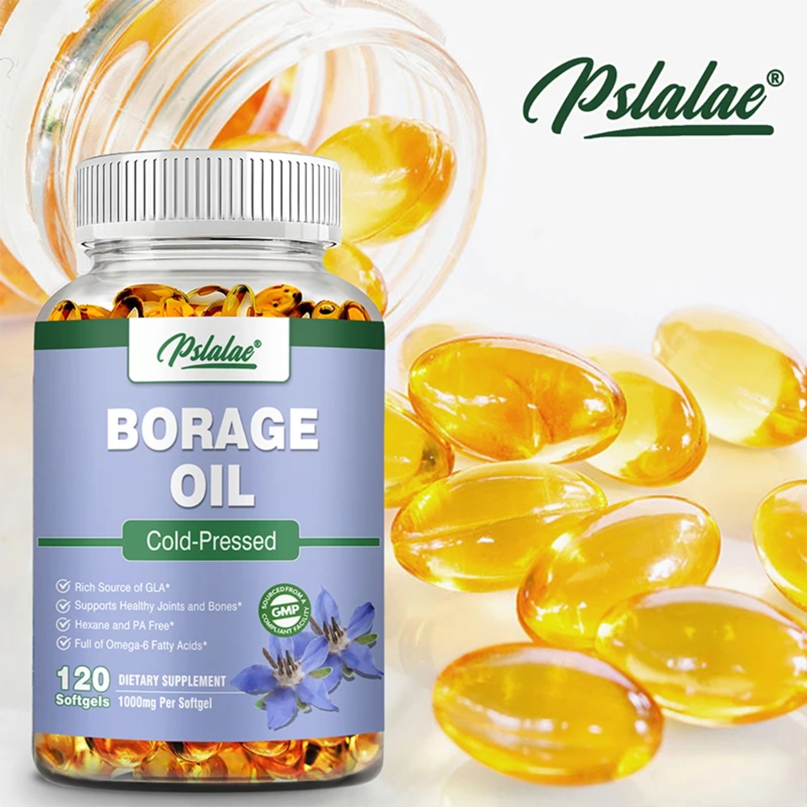 Borage Oil 120pcs – Skin, Joint and Bone Health, Relieves Cellular Stress