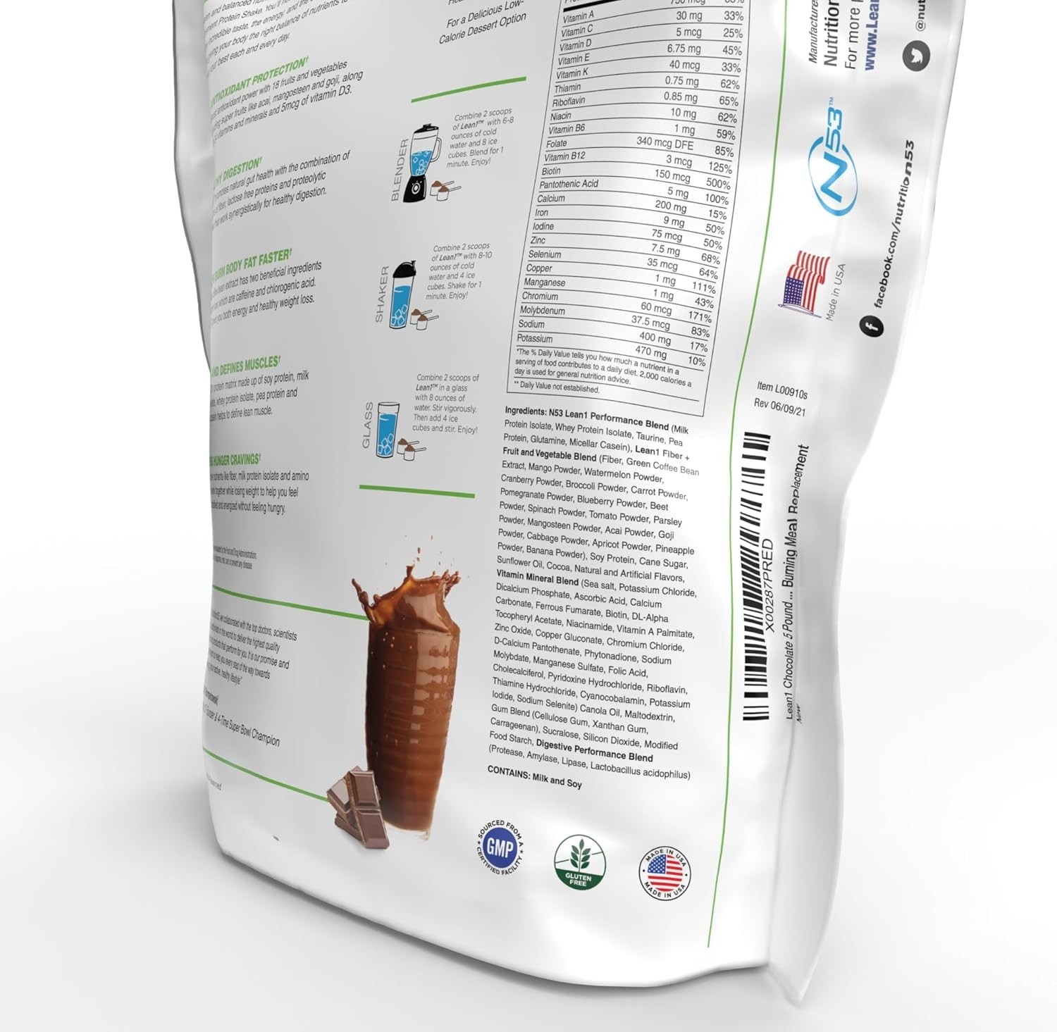 5lb Chocolate Meal Replacement Shake with 20g Protein & 11g Fiber – 37 Servings