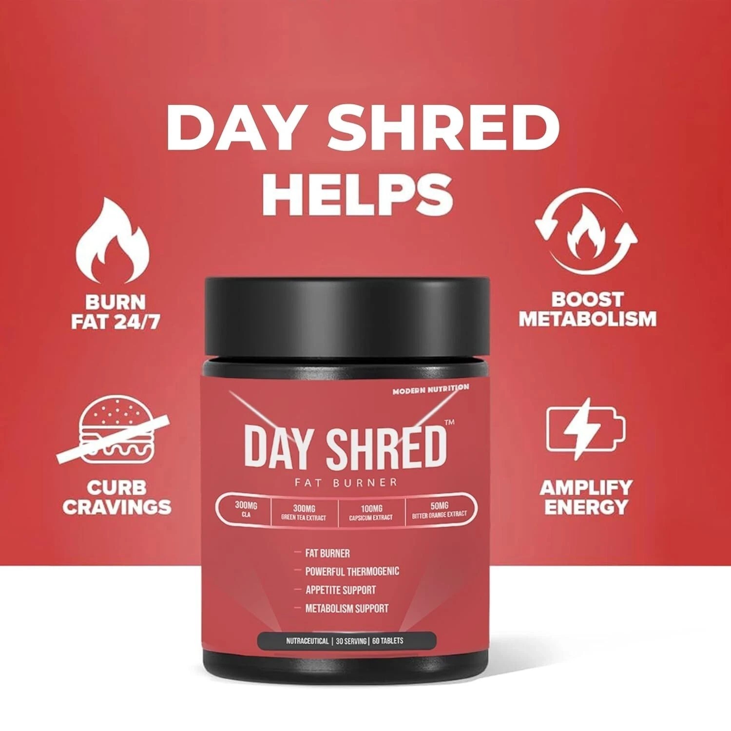Day Shred Day Time Weight Loss Supplement Belly Fat Burner – 60 Tab Free Ship V4