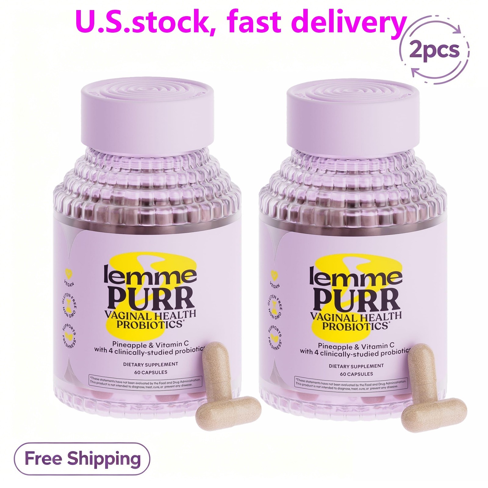 Women’s Vaginal Health Probiotic Capsules 120 Count with Vitamin C & Pineapple