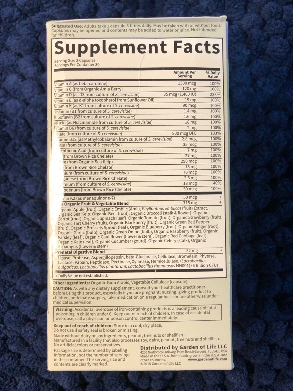 Garden of Life Vitamin Code Raw Prenatal 90ct Exp 04/2026