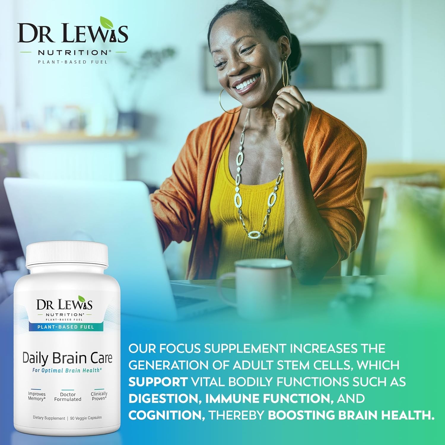 Dr Lewis Daily Brain Care Capsules – Brain Supplements for Memory and Focus with
