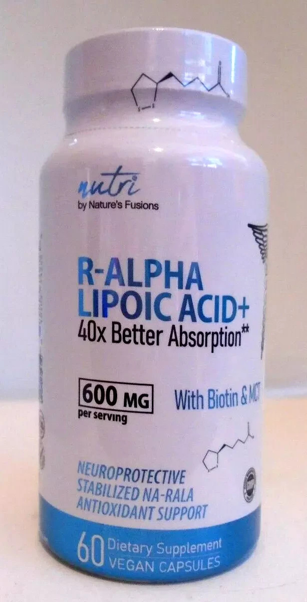 Nutri R Alpha Lipoic Acid 600Mg Capsules R Lipoic Acid Stabilized w/ Biotin 60ct