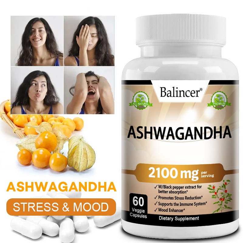 Ashwagandha Root Extract 2,100 Mg – Promotes Stress Reduction and Enhances Mood