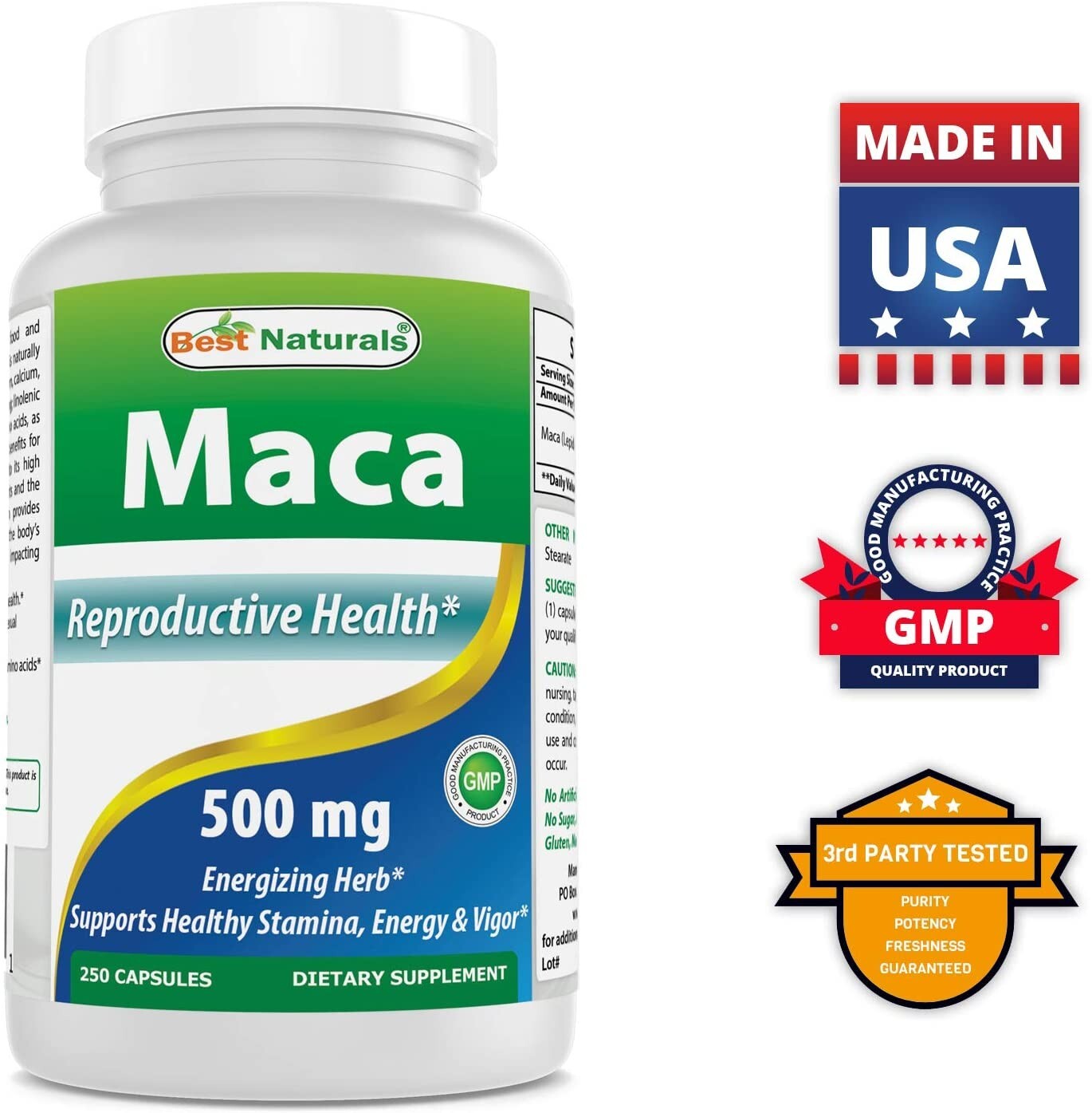 2 Pack Best Naturals Maca 500 mg 250 Capsules
