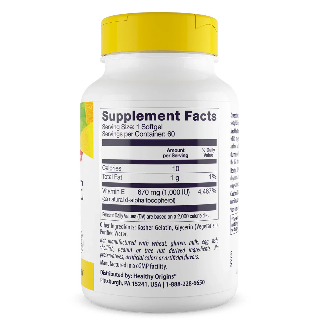 Healthy Origins Vitamin E 1,000 IU (670 mg) | 60 Softgels