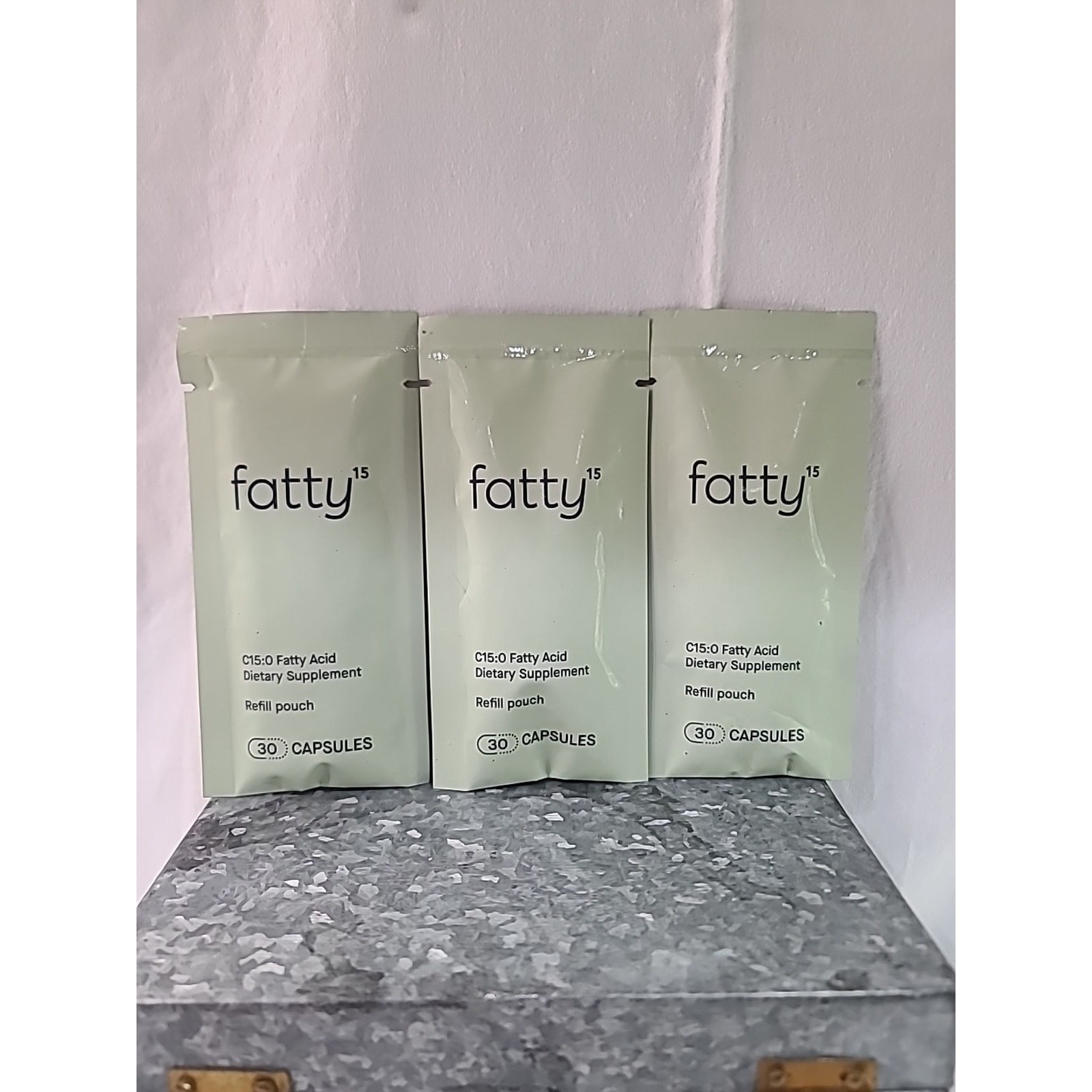Fatty15 Pure C15:0 Fatty Acid Supplement 90 Vegan Capsules Refill Pouch Exp 2028