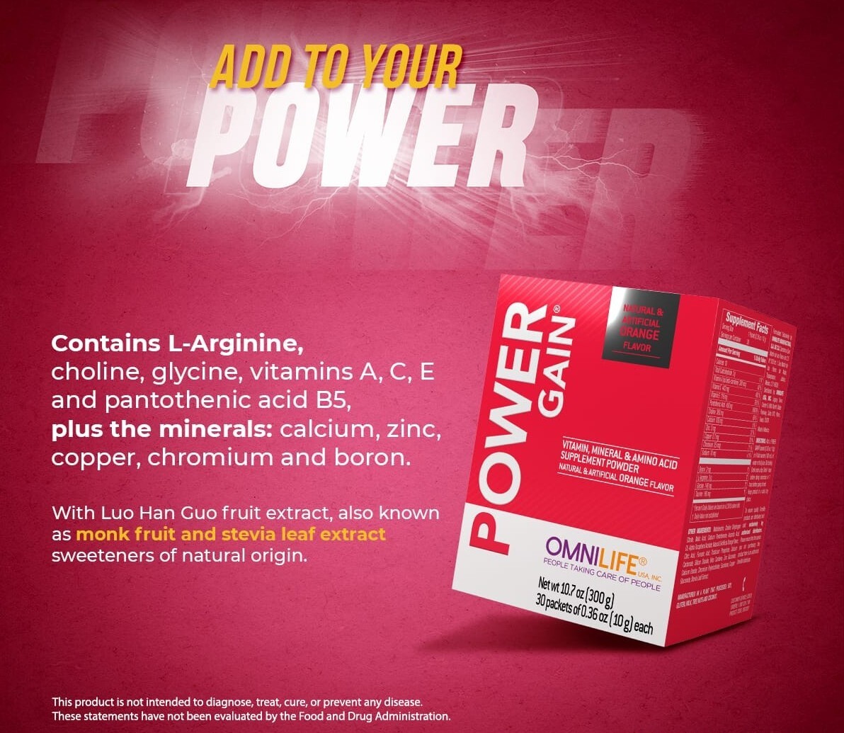 power gain,omnilife ,potencia,fortaleza dolores,arginina,suplemento natural