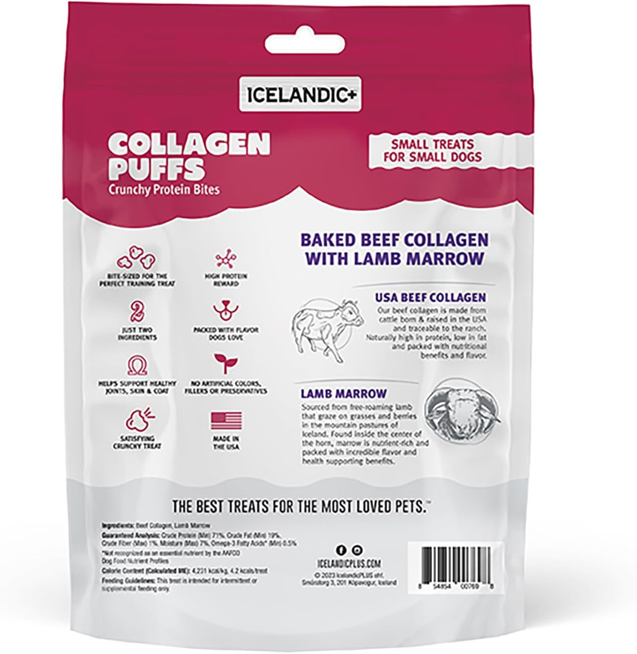 Collagen Puffs: Baked Beef Collagen with Lamb Marrow 1.3Oz – Small Dog Treats, C