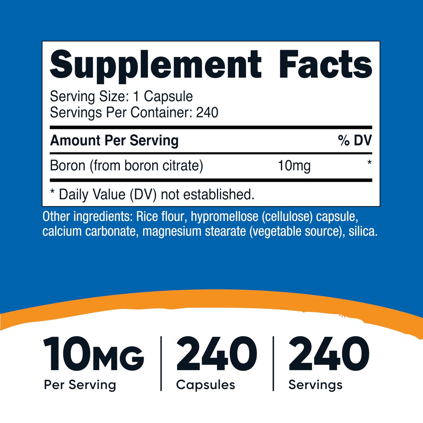 Nutricost Boron Capsules 10mg, 240 Vegetarian Capsules, 240 Count (Pack of 1)