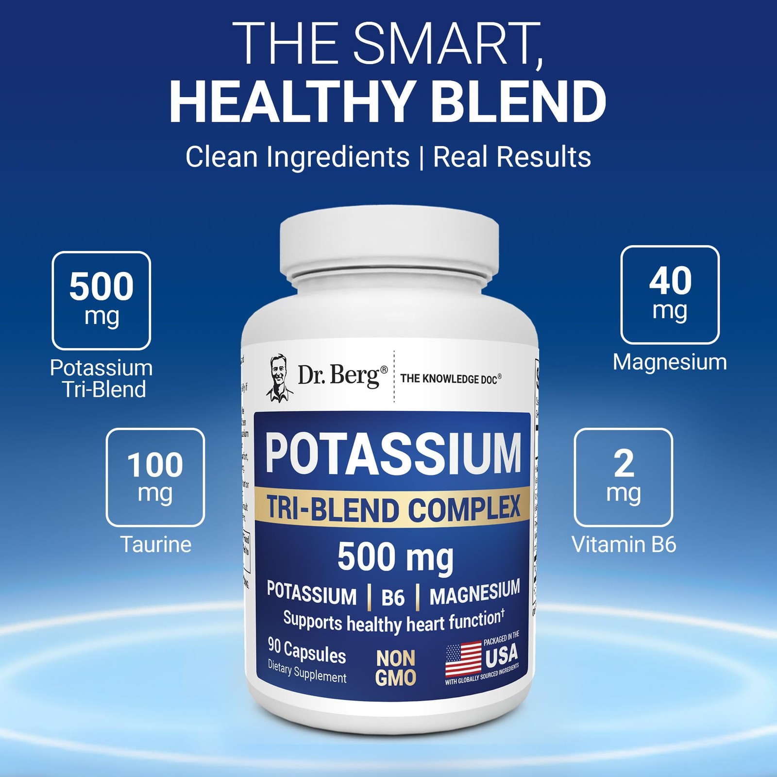 Dr. Berg Potassium Tri-Blend Complex – 500 mg 90 Count (Pack of 1)