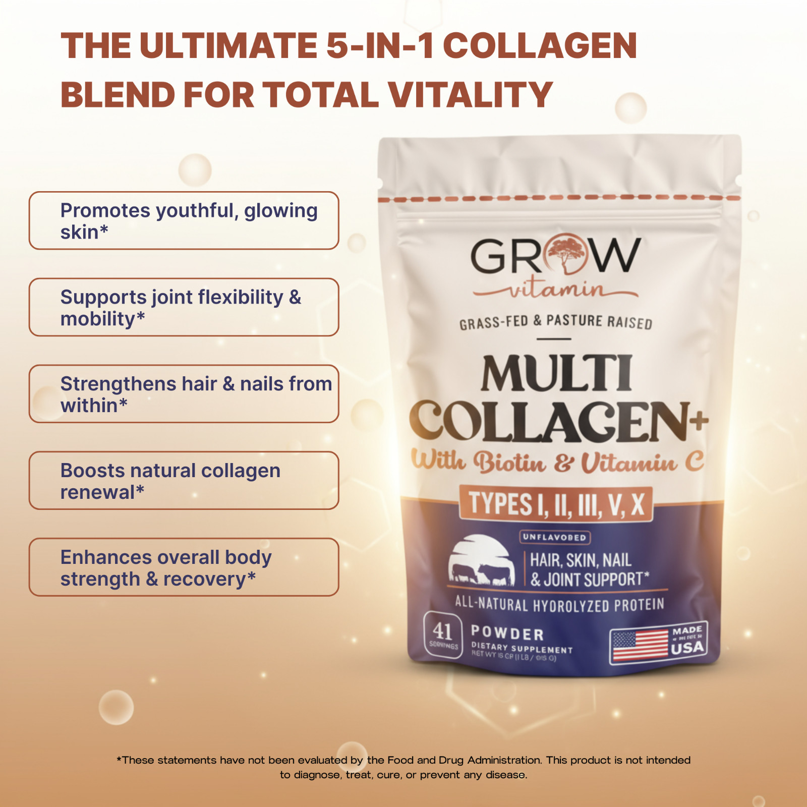 Live Conscious Collagen Peptides Hair, Skin, Nail & Joint Support – 41 SERVINGS