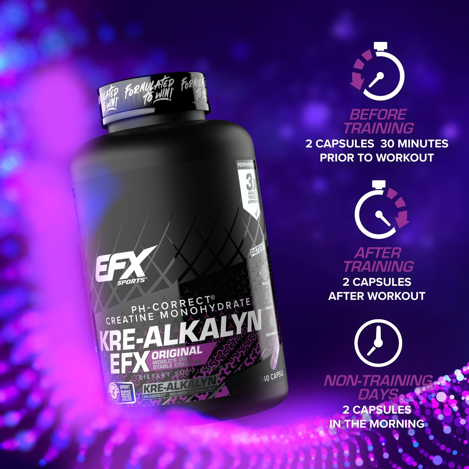 EFX Sports Kre-Alkalyn | pH Correct 240 Count (Pack of 1), No Color