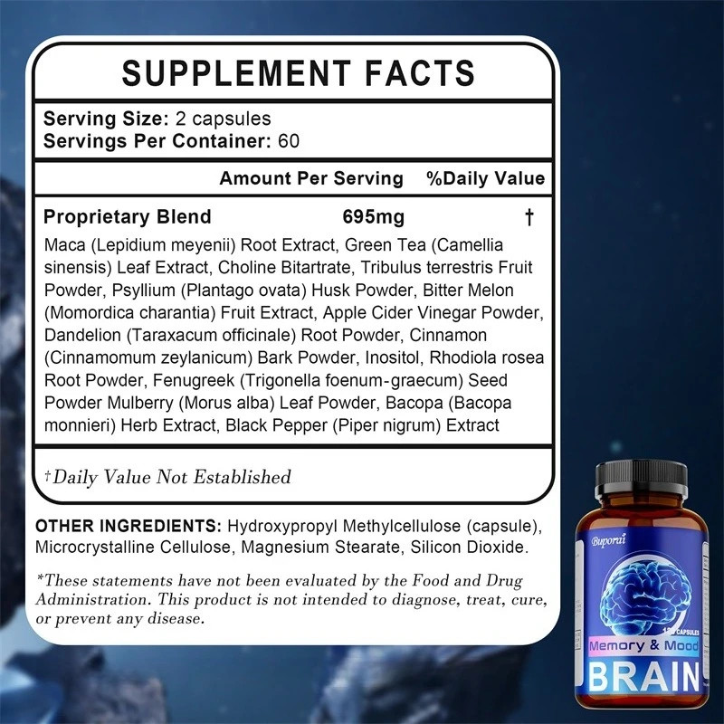 Brain Support 240pcs, Improves Mood,Relieves Anxiety,Promotes Brain Nerve Health