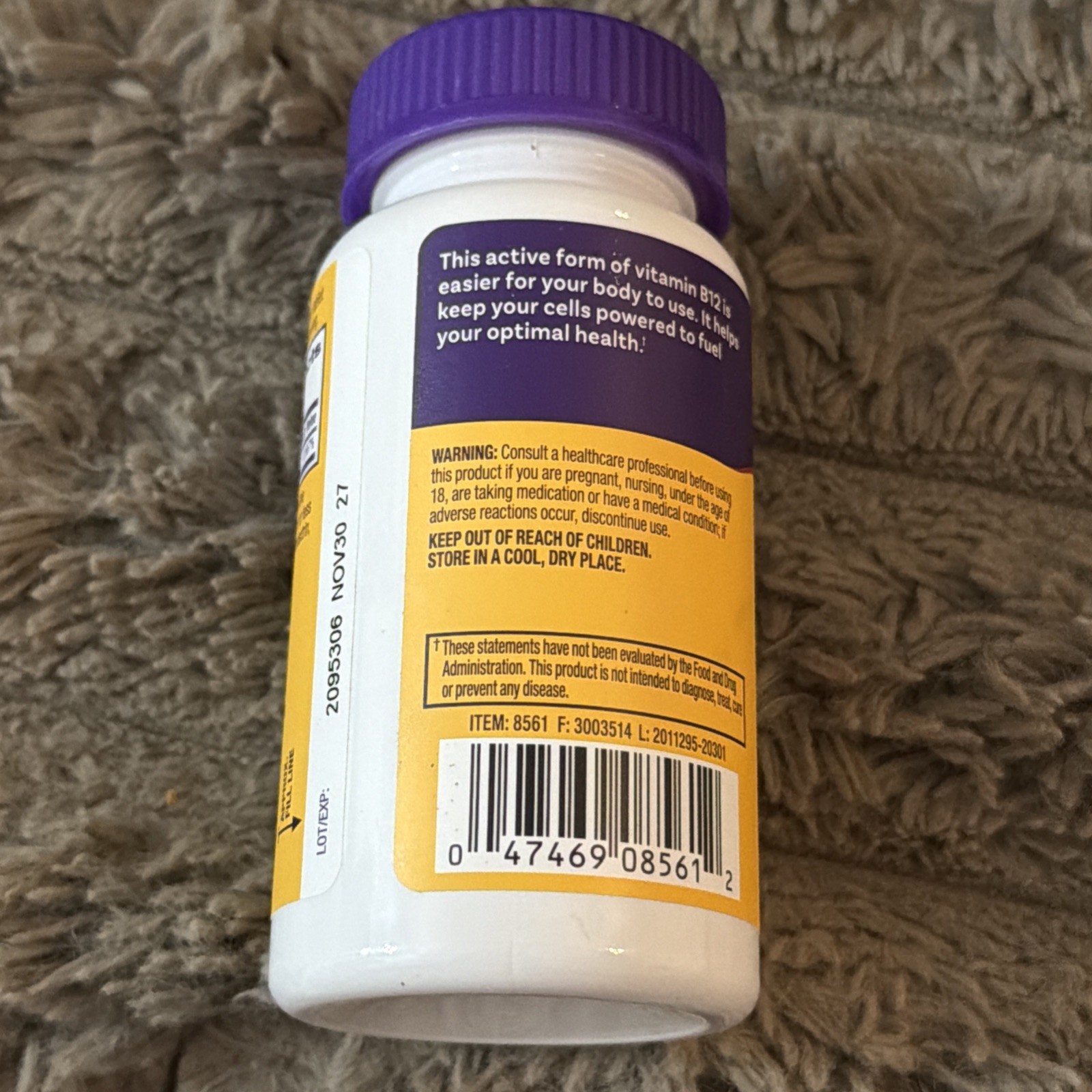 Natrol Energy Methyl B-12 1,000 mcg Dietary Supplement 60 tablets New