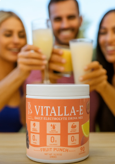 VITALLA-E Electrolyte Powder Drink Mix – 10.16 oz – Fruit Punch, 90 Servings