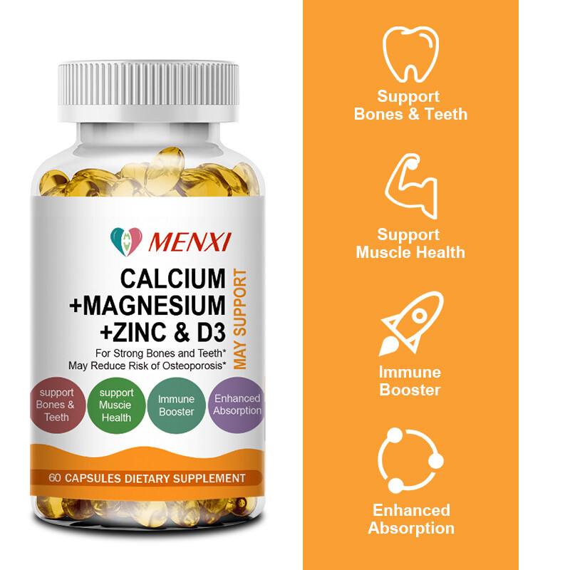 60/120Pcs Calcium Magnesium Zinc & Vitamin D3 Capsule Bone Health Immune Support