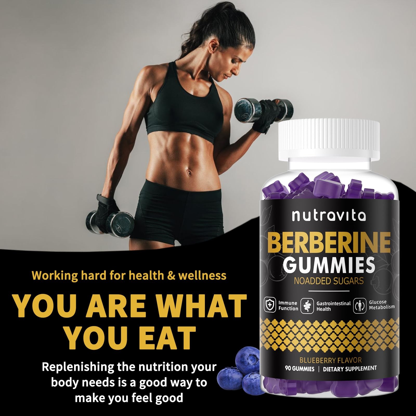 Nutravita Berberine Gummies with Ceylon Cinnamon 1500mg 90 Count (Pack of 1)