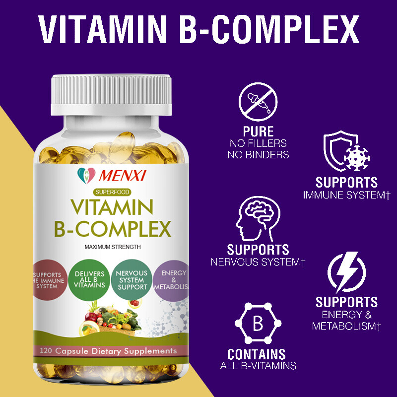 MENXI Vitamin B Complex 60 Capsules B1,B2,B3,B5,B6,B7,B9,B12, Immune Support USA