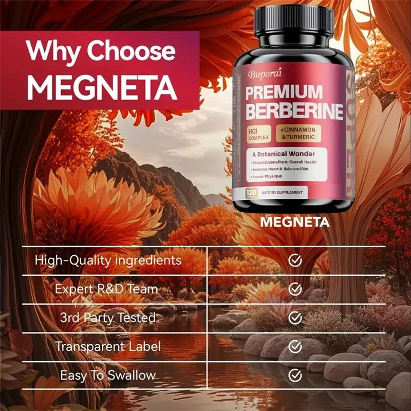 Premium Berberine 120pcs,Promotes Cardiovascular and Digestive Health, Energy