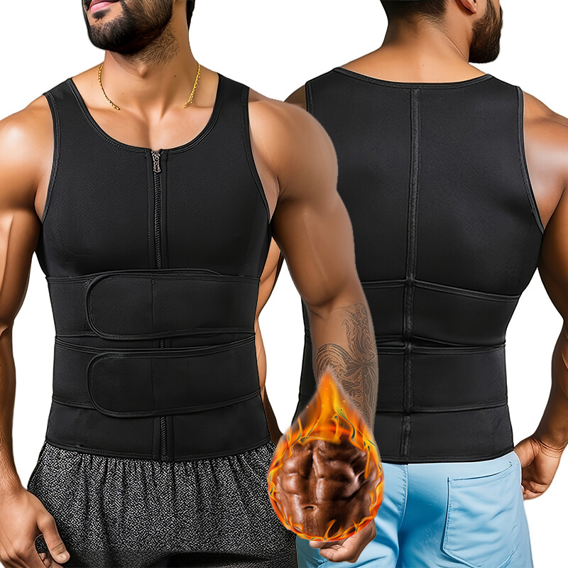 Men Neoprene Sauna Sweat Suit Waist Trainer Vest Fat Burn Body Shaper Tank Top