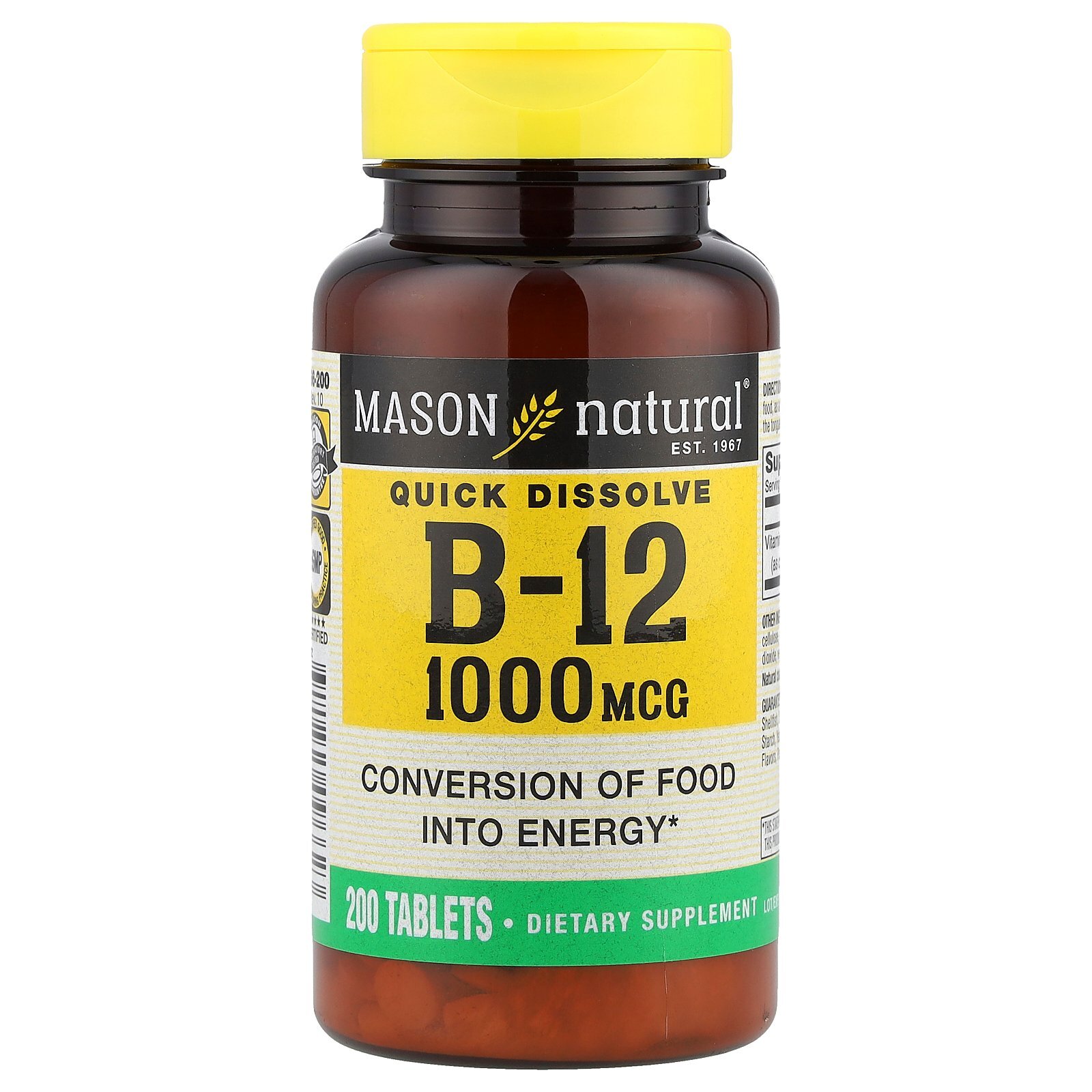 Vitamin B-12, Quick Dissolve, 1,000 mcg, 200 Tablets